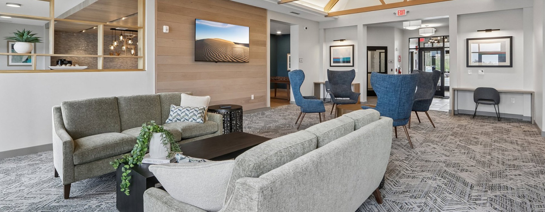 living room with two couches and coffee table