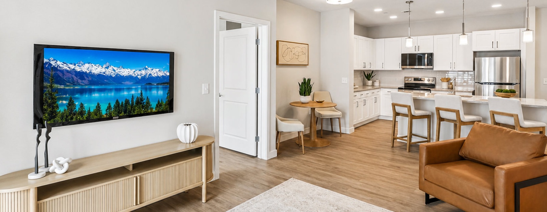 living room with tv and chair